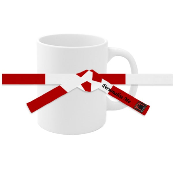 Personalised Red &amp; White Belt Mug